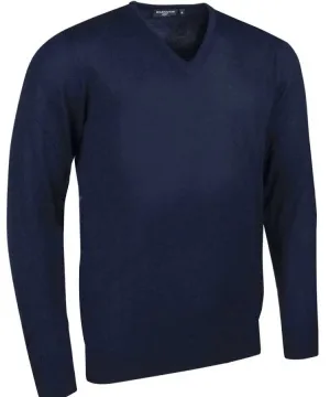 40% OFF GLENMUIR Mens Wilkie V-Neck Sweater - Fine Merino Wool - Dark Navy - Size: SMALL