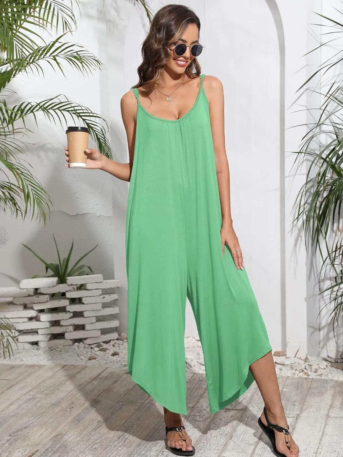 Adjustable Strap Sleeveless Jumpsuit with Pockets