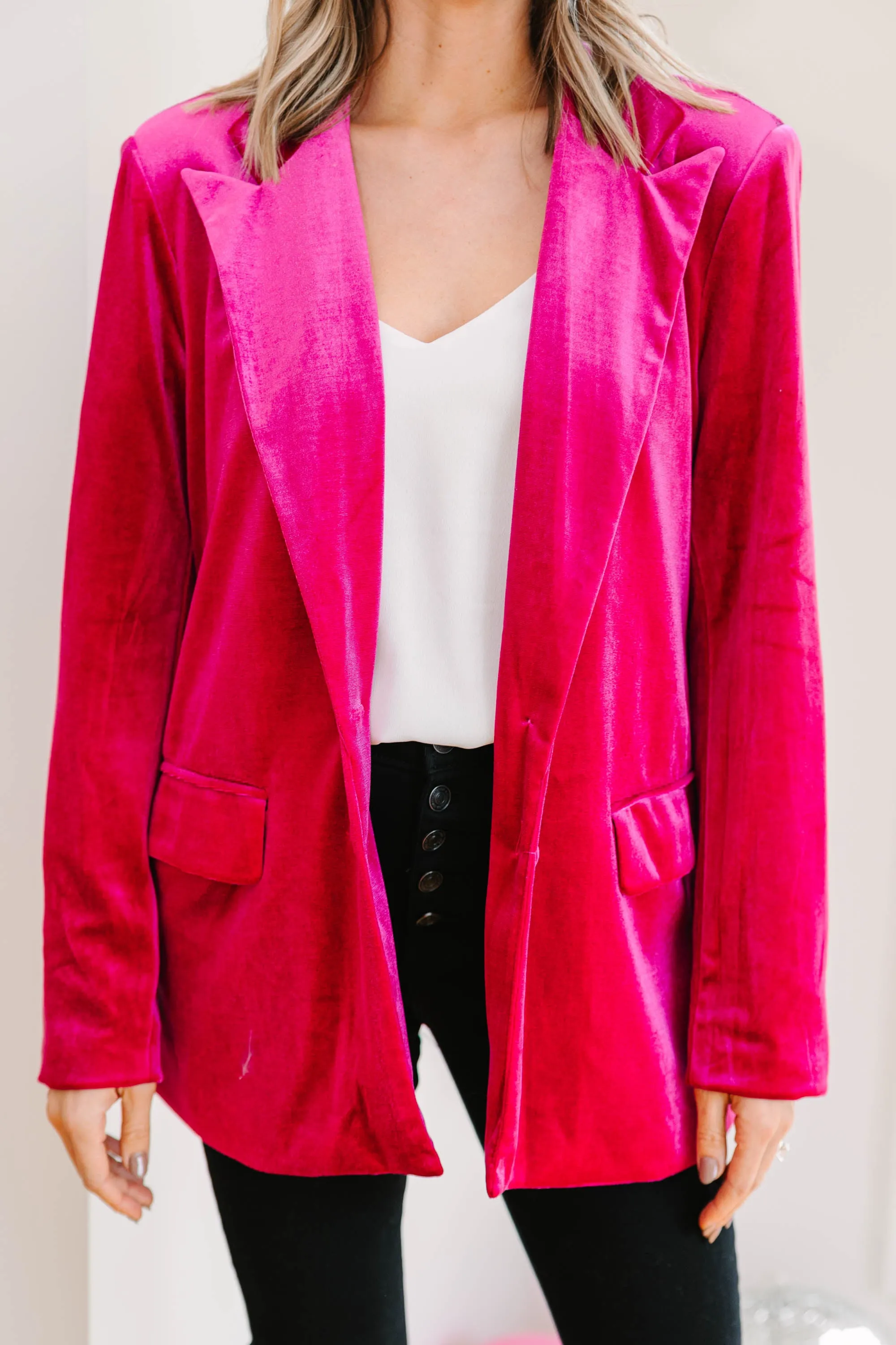 Always On My Mind Pink Velvet Blazer