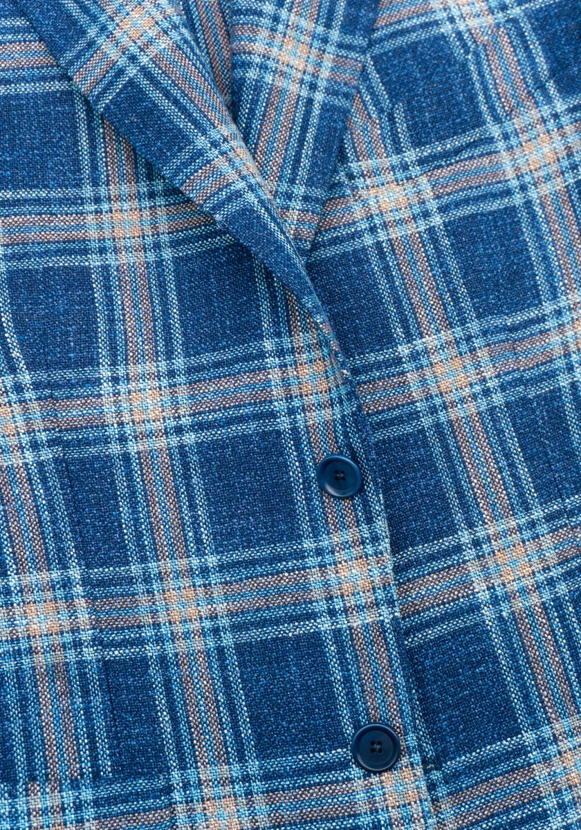 Blue and White Plaid Sport Coat