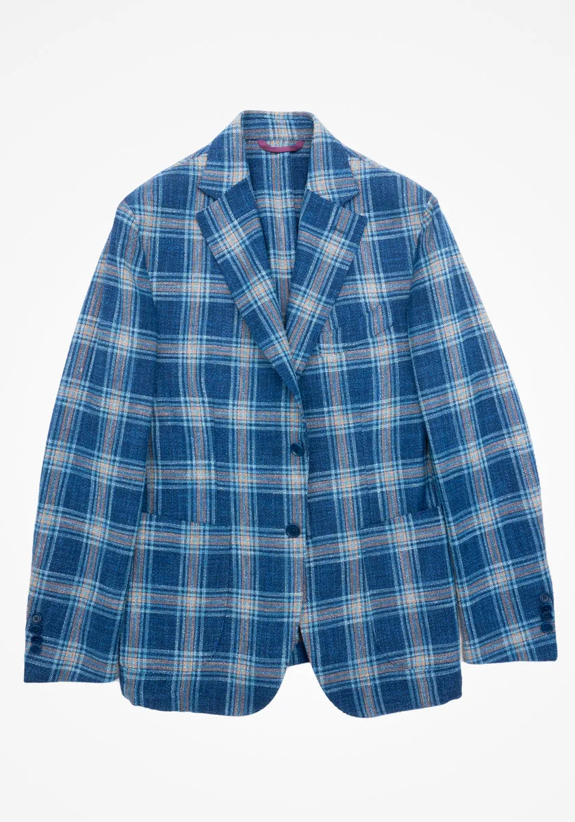 Blue and White Plaid Sport Coat