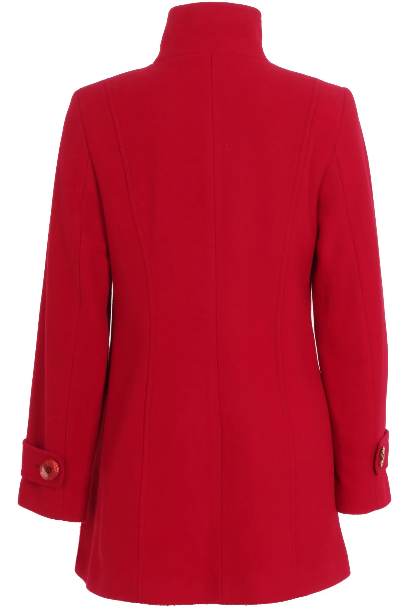 Busy Clothing Womens Red Wool Blend High Neck Coat