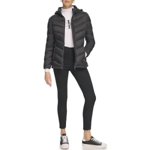 Calvin Klein Women's Light-weight Hooded Puffer Jacket, Black, X-Small