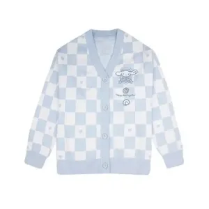 Checkered With Kawaii Embroidery Cardigan