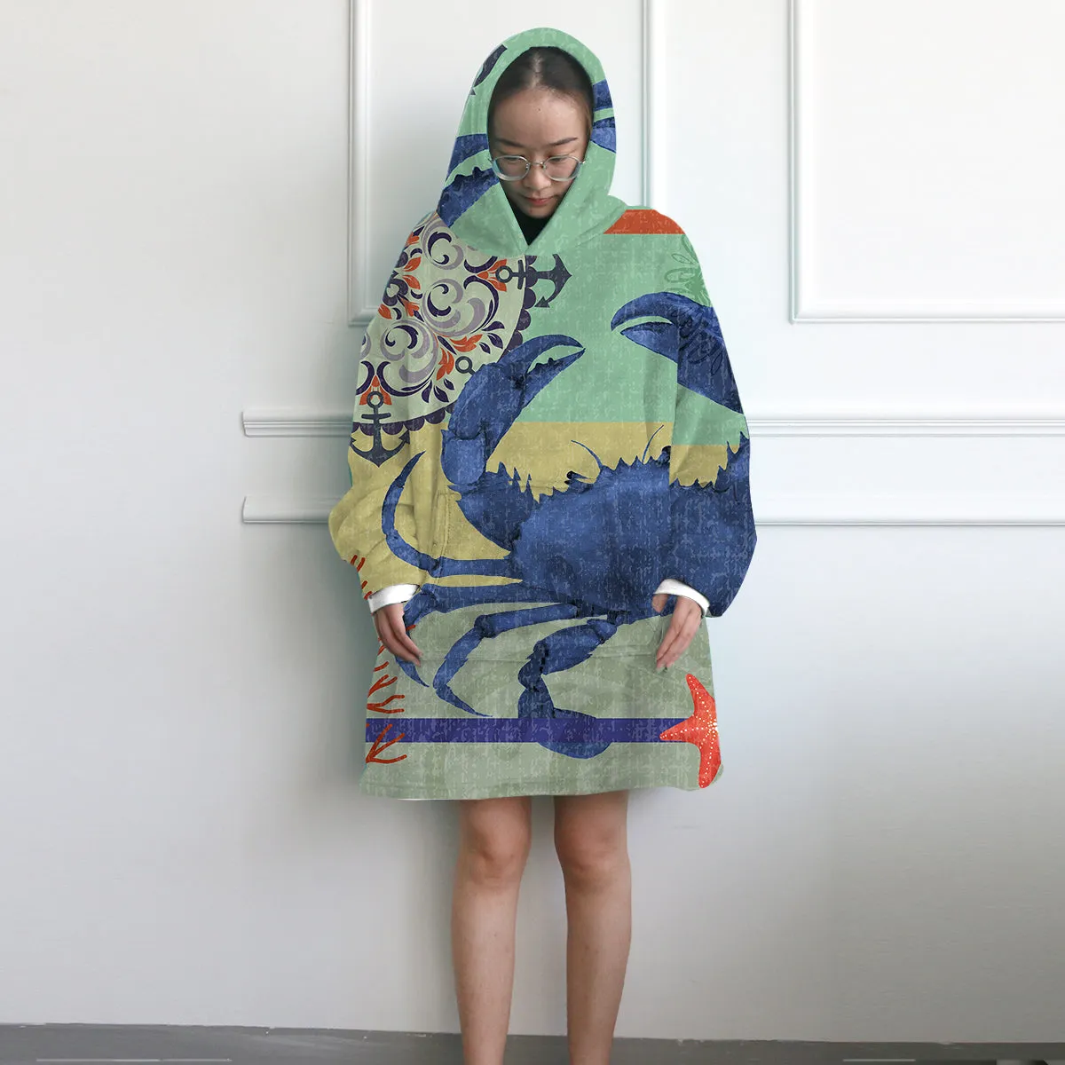 Crab Passion Wearable Blanket Hoodie