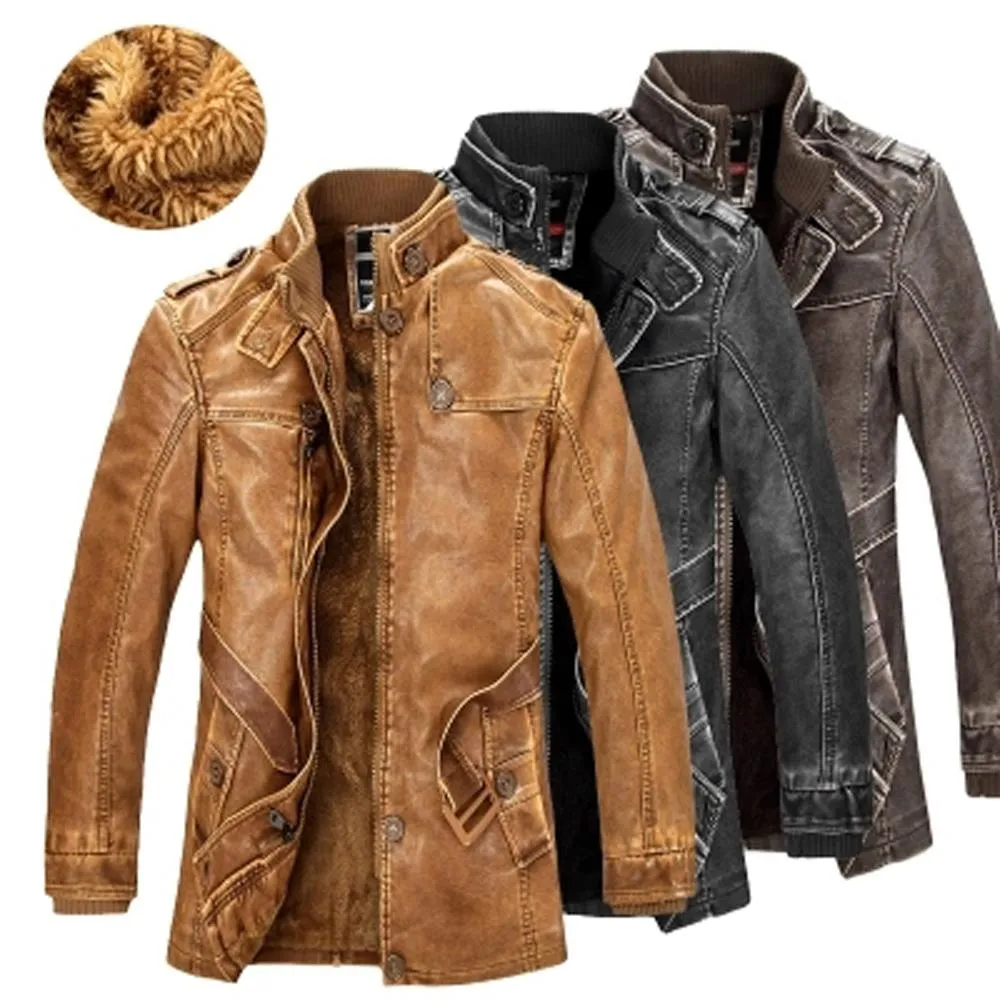 Duolino Classic Leather Jacket-Men's PU Leather Jacket-biker Lightweight Leather jacket