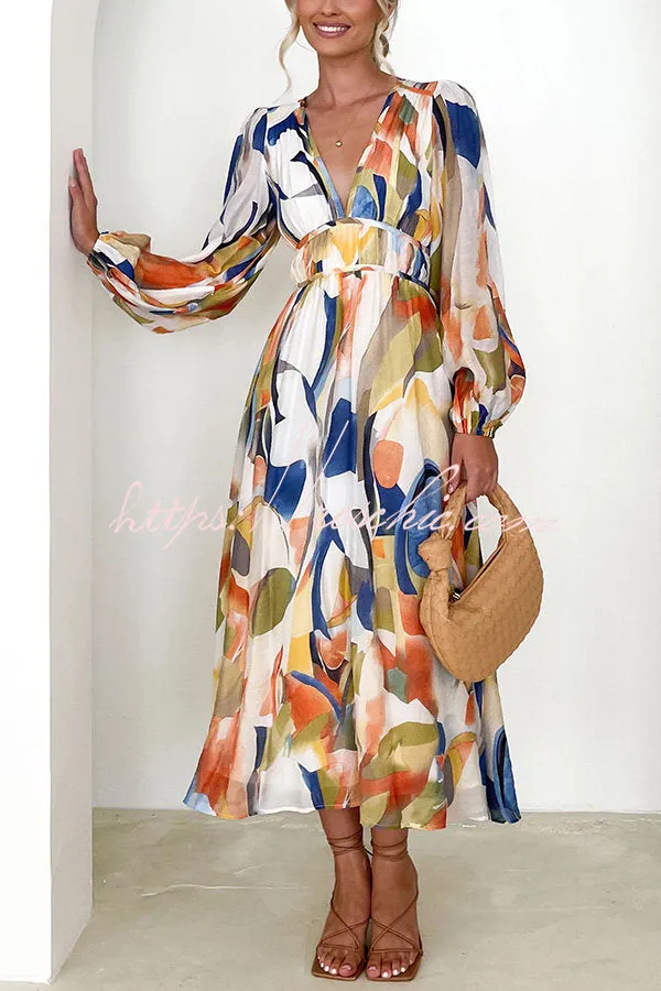 Eclipse Season Printed Long Sleeve Flowy Maxi Dress