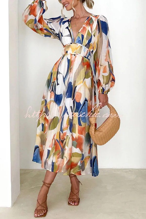 Eclipse Season Printed Long Sleeve Flowy Maxi Dress