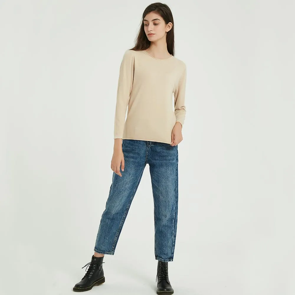 FashionSierra - Women Long Sleeve Soft Knitted T-Shirts