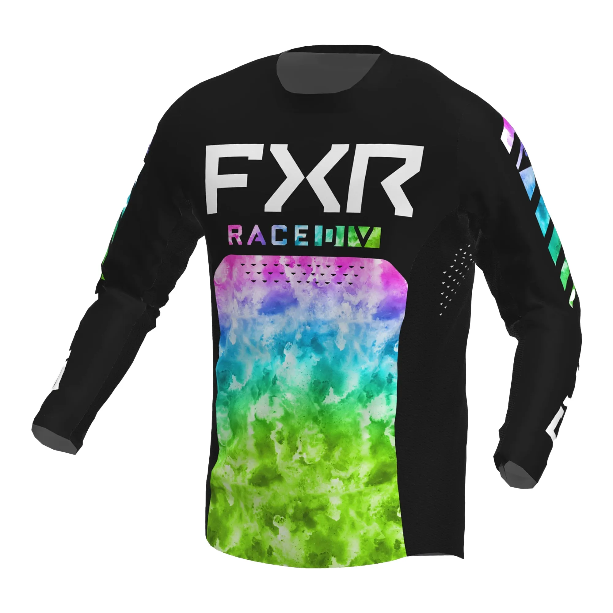 FXR Podium MX Offroad Jersey Acid Rain Black