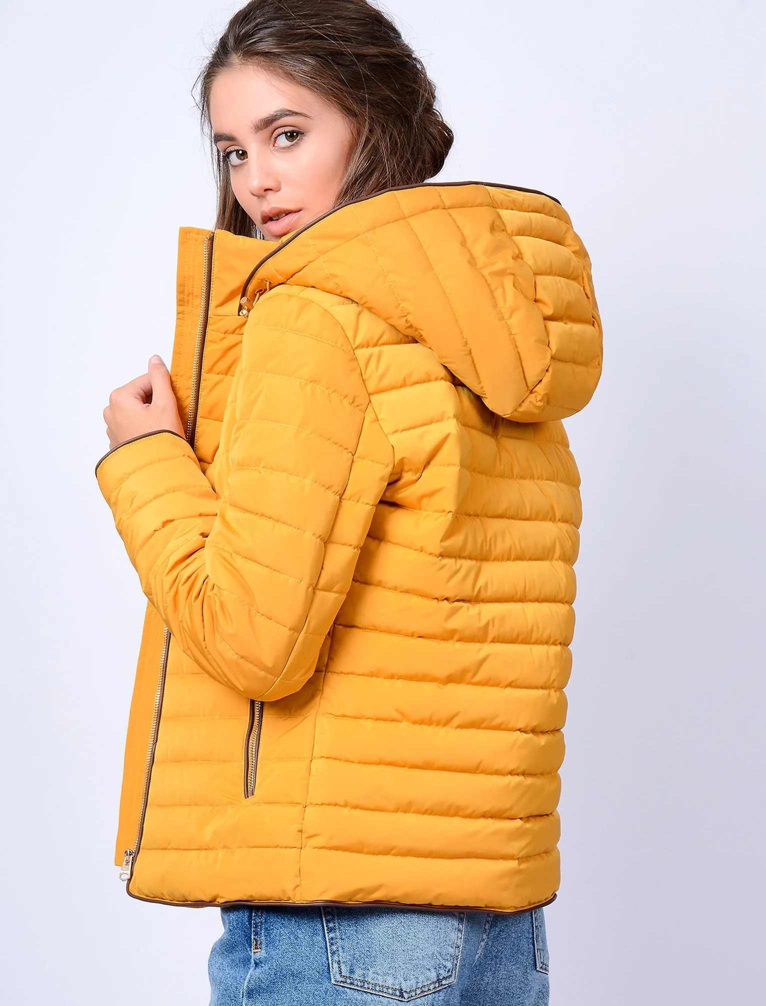 Ginger Quilted Hooded Jacket in Old Gold - Tokyo Laundry