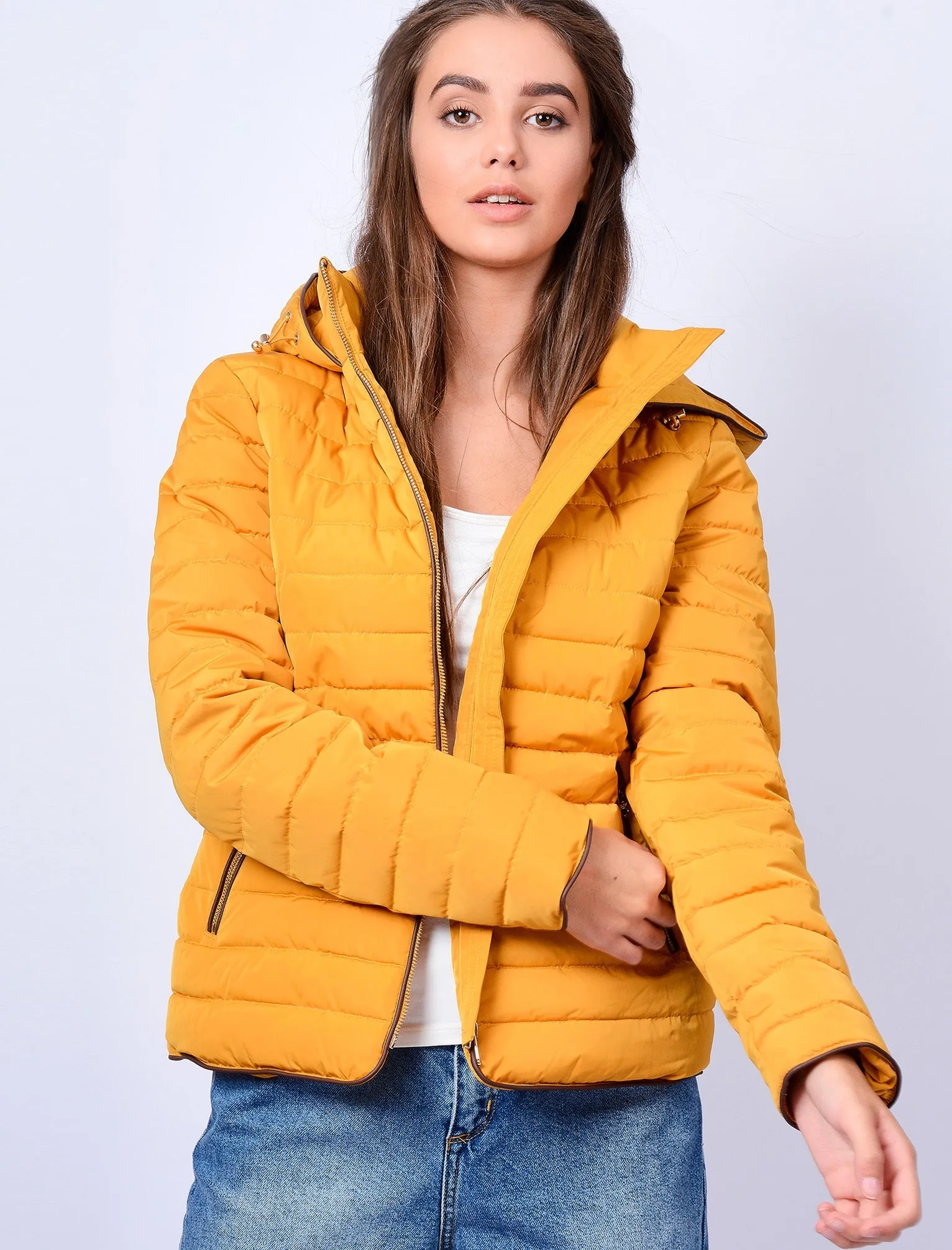 Ginger Quilted Hooded Jacket in Old Gold - Tokyo Laundry