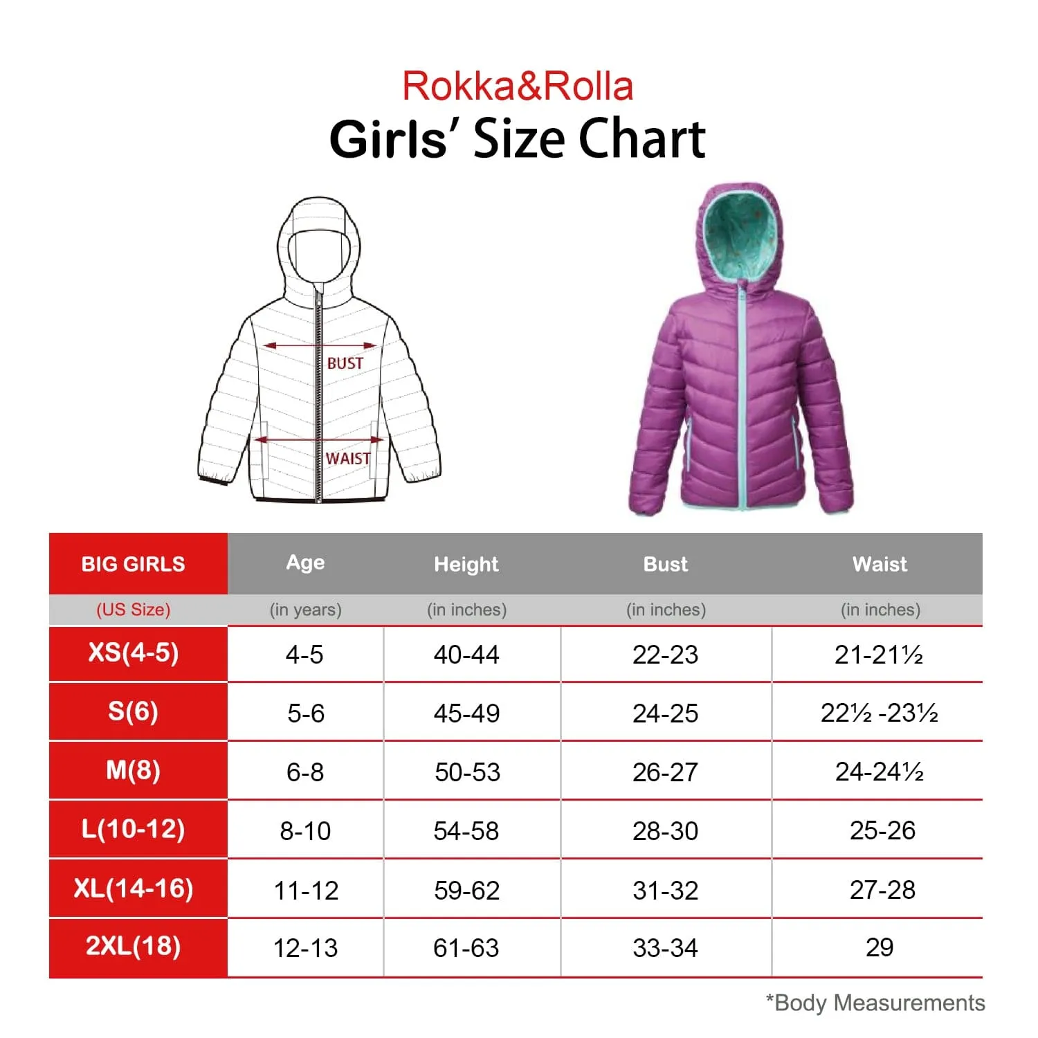 Girls' Reversible Lightweight Puffer Jacket