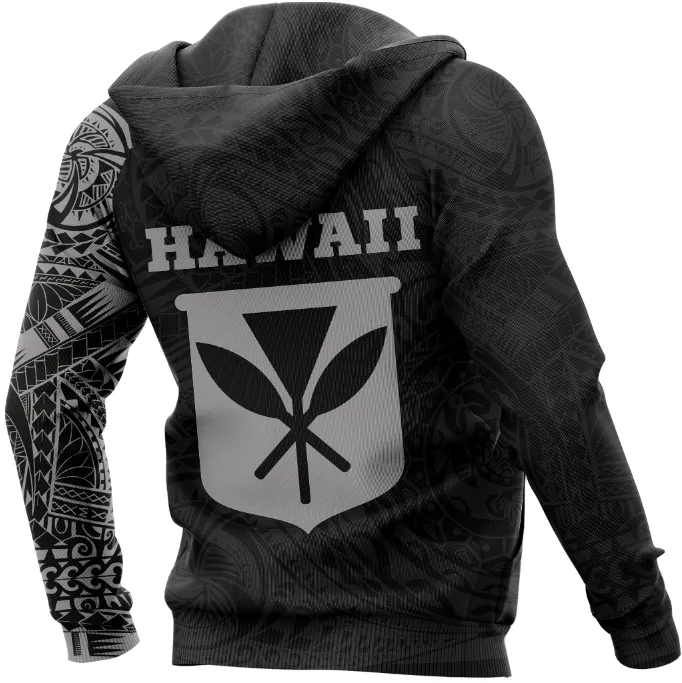 Hawaii Kanaka Maoli Flag Hoodie, Native Hawaiian Flag Tribal Black Pullover Hoodie 02 A7