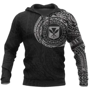 Hawaii Kanaka Maoli Flag Hoodie, Native Hawaiian Flag Tribal Black Pullover Hoodie 02 A7