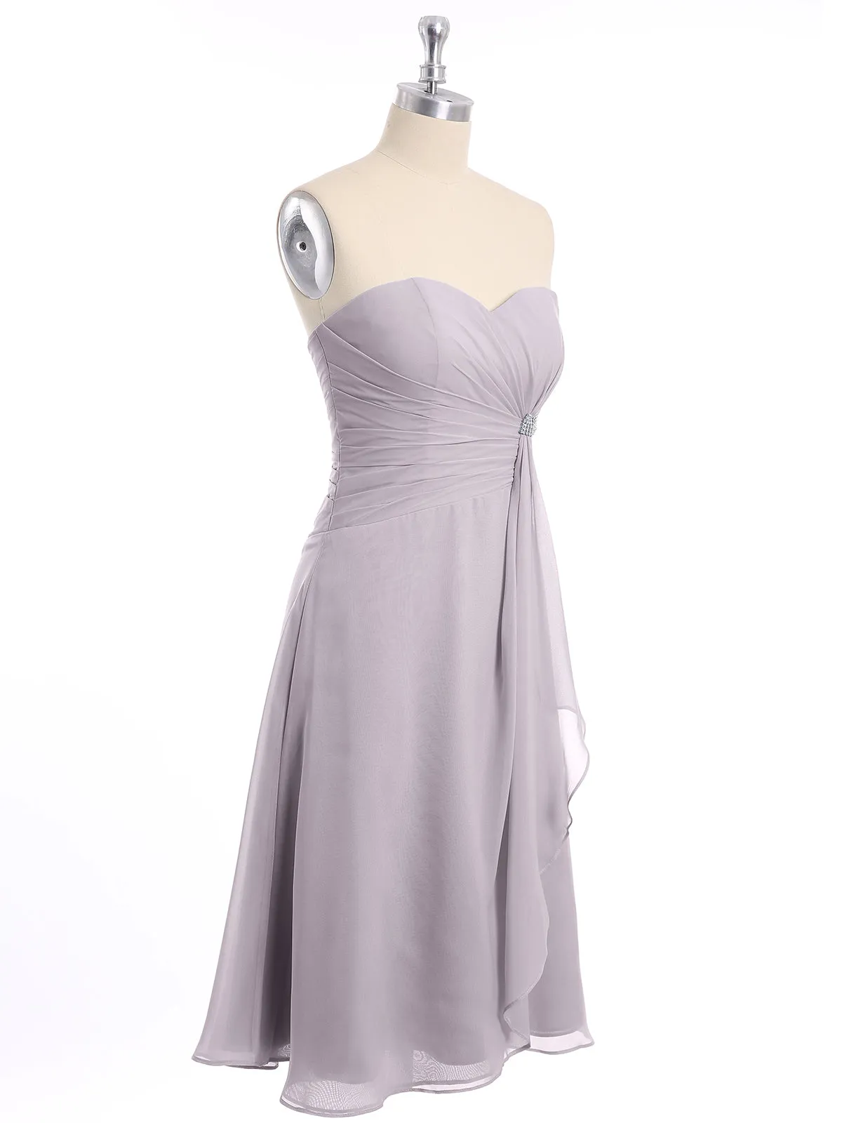 Knee Length Chiffon Dress with Sweetheart Neck-Dusk