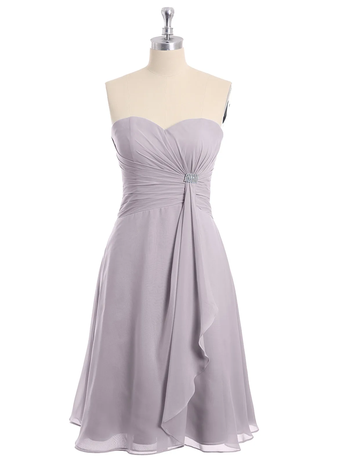 Knee Length Chiffon Dress with Sweetheart Neck-Dusk