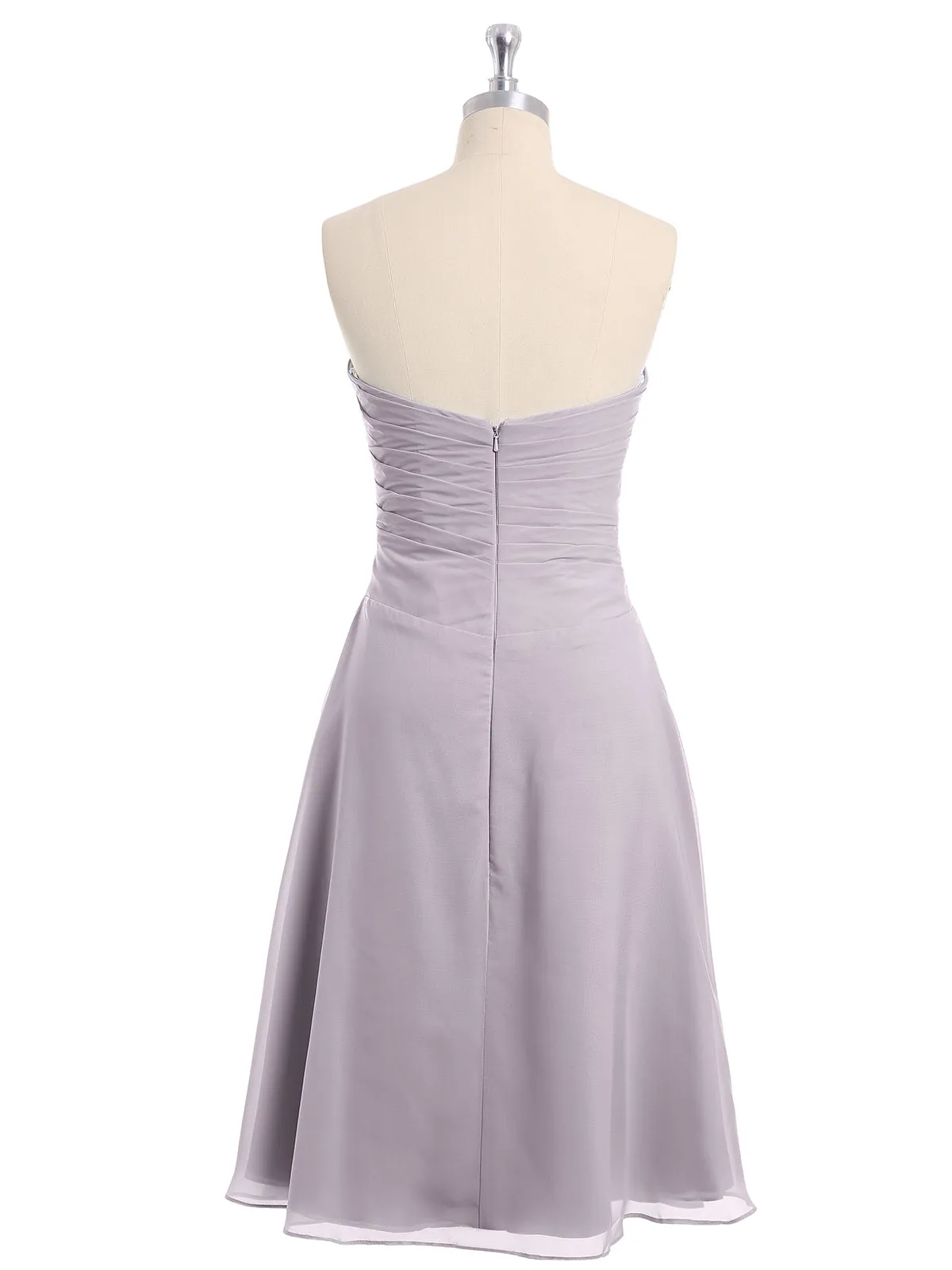 Knee Length Chiffon Dress with Sweetheart Neck-Dusk