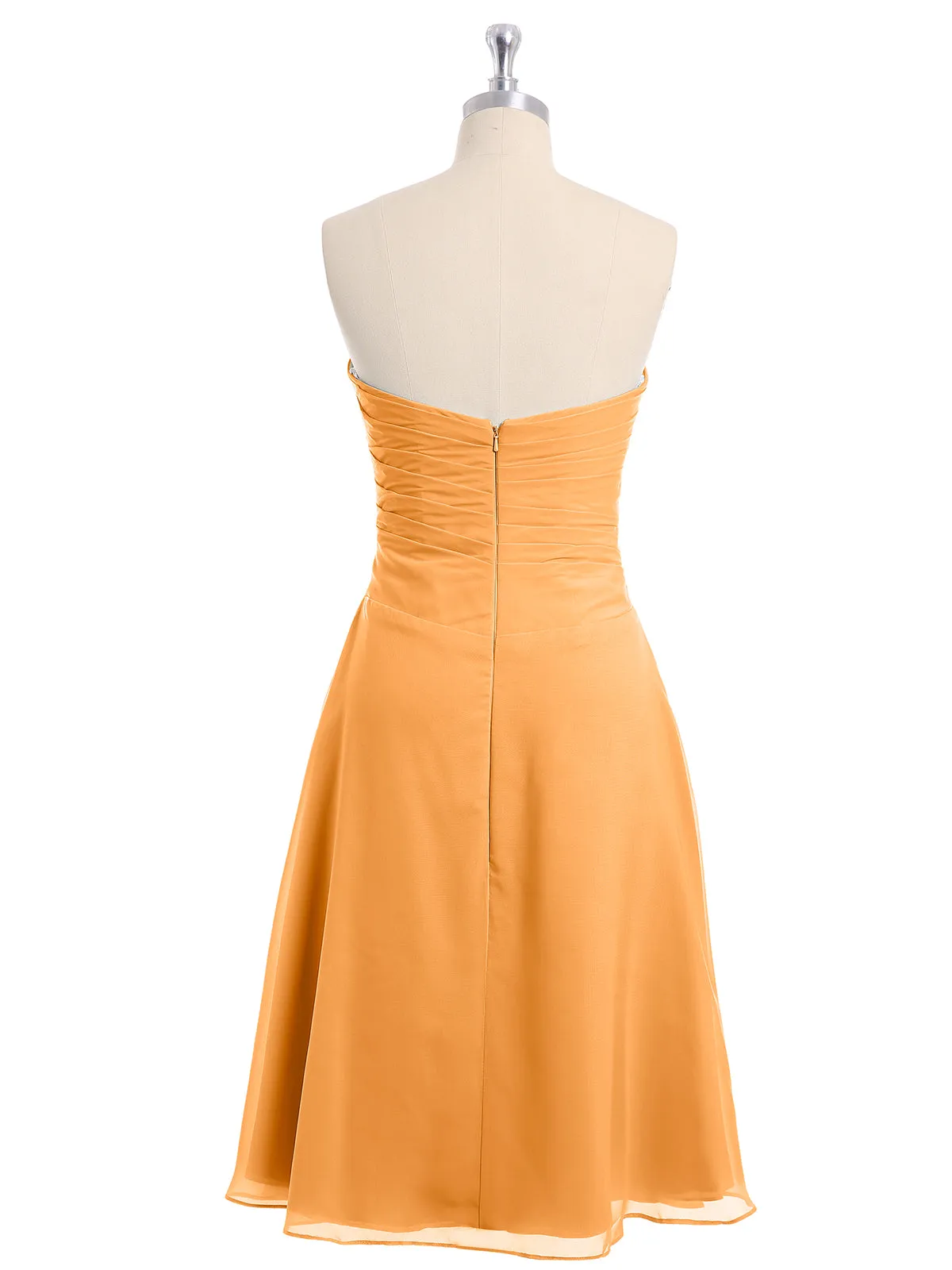 Knee Length Chiffon Dress with Sweetheart Neck-Tangerine