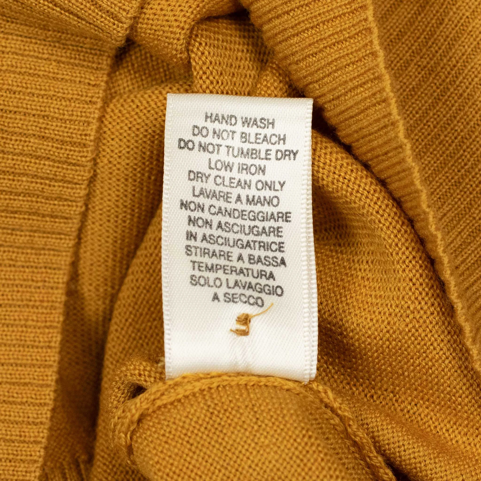 Knit long sleeve polo in ochre gold merino wool (restock)