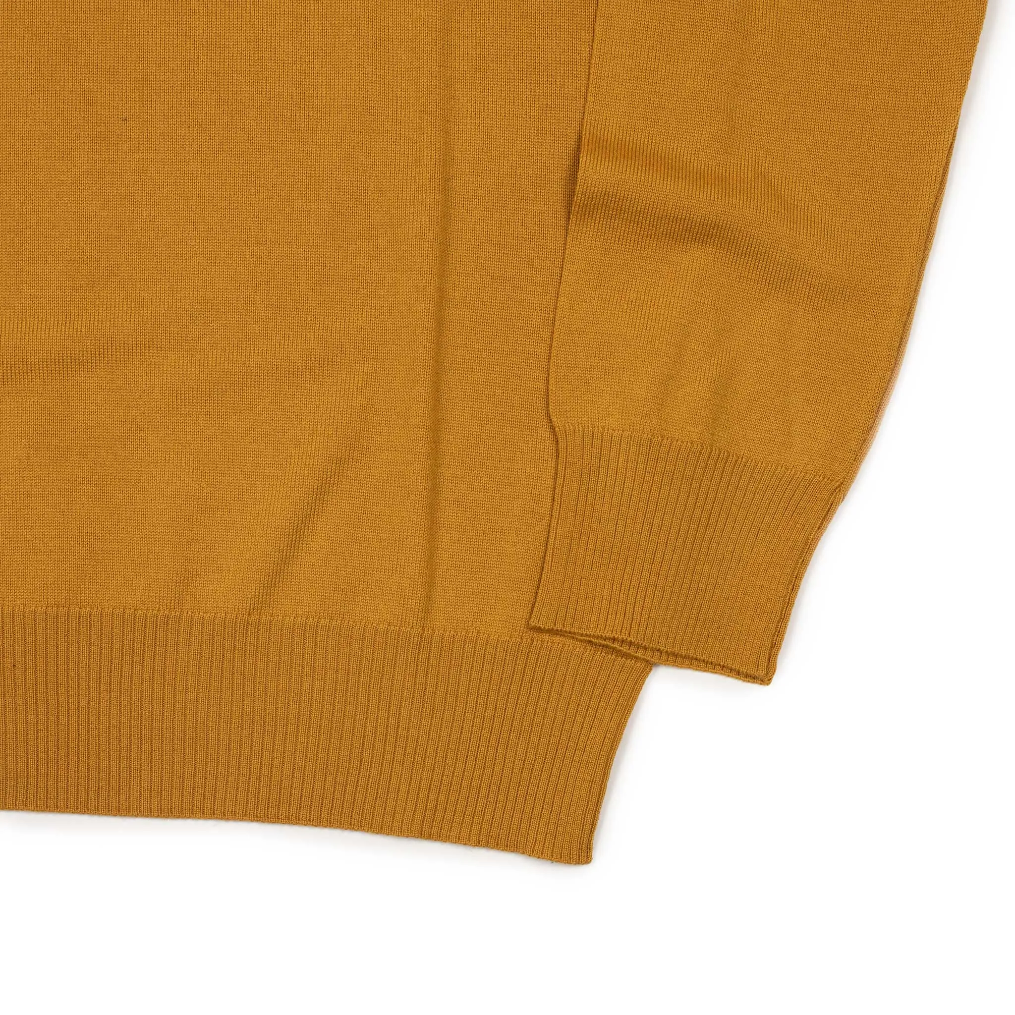 Knit long sleeve polo in ochre gold merino wool (restock)