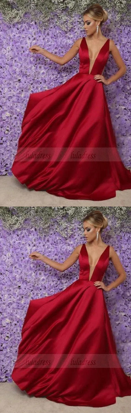 Long Sexy V Neckline Prom Gowns