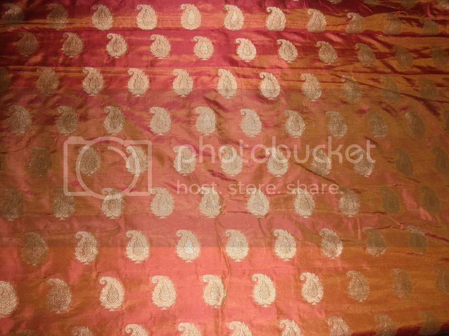 Mary Ann silk fabric with jacquard~Iridescent Orange