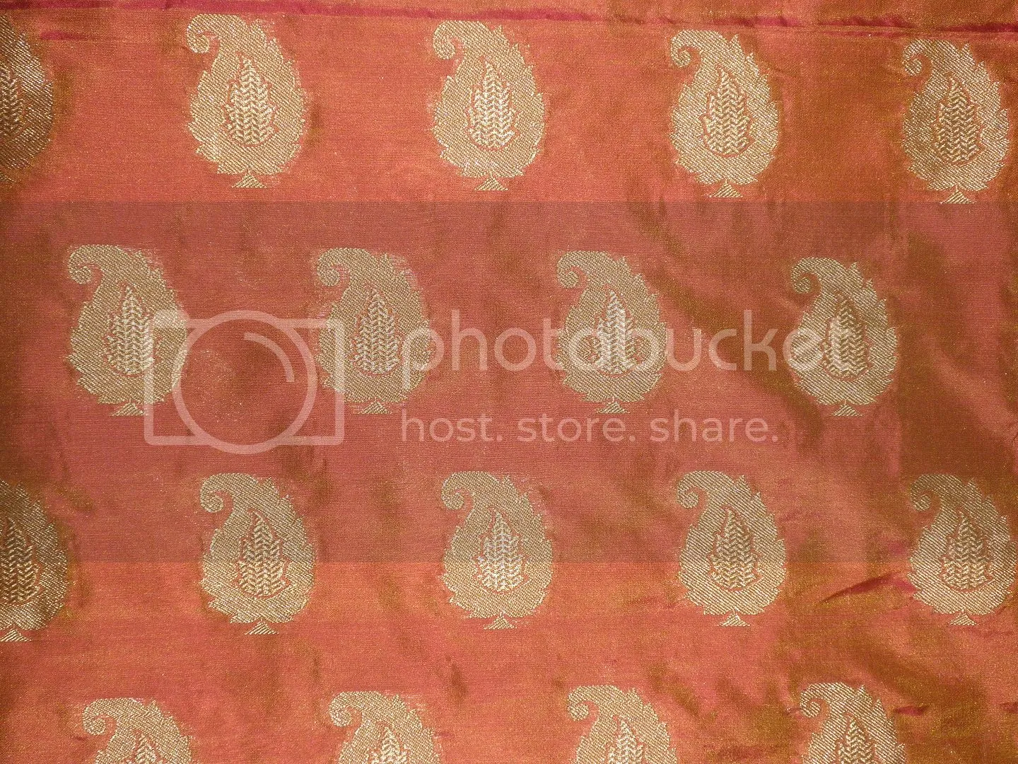 Mary Ann silk fabric with jacquard~Iridescent Orange