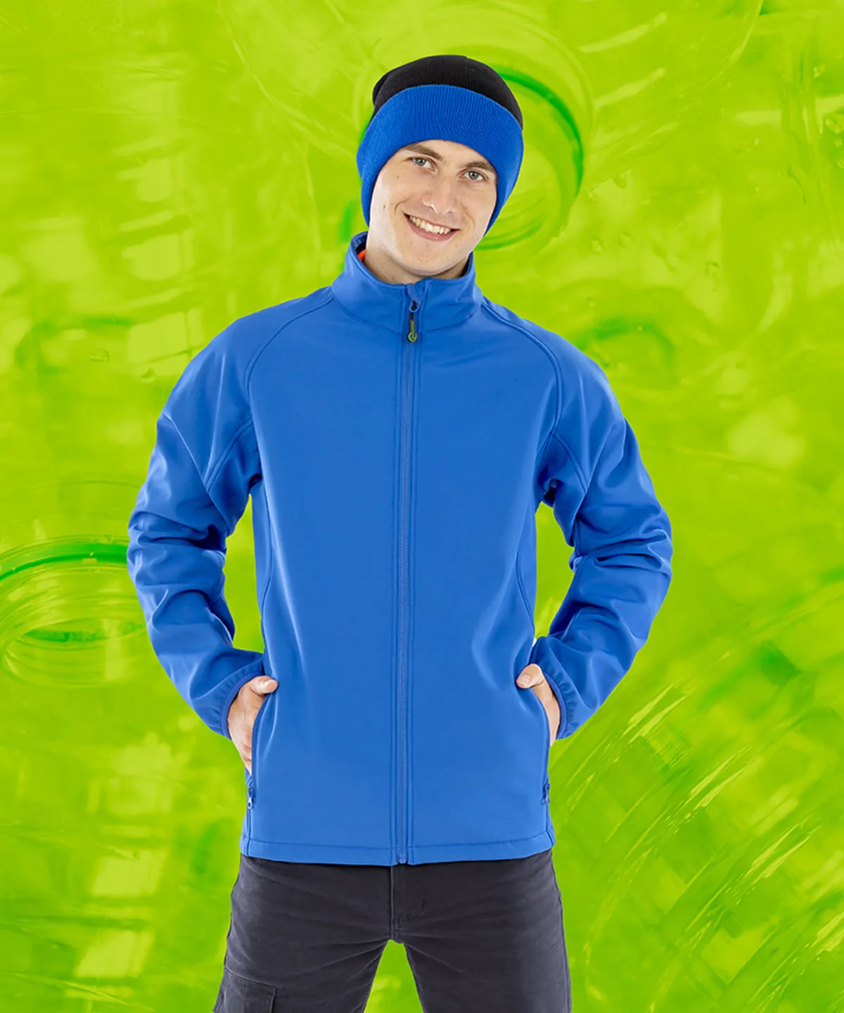 Mens recycled 2-layer printable softshell jacket | Black