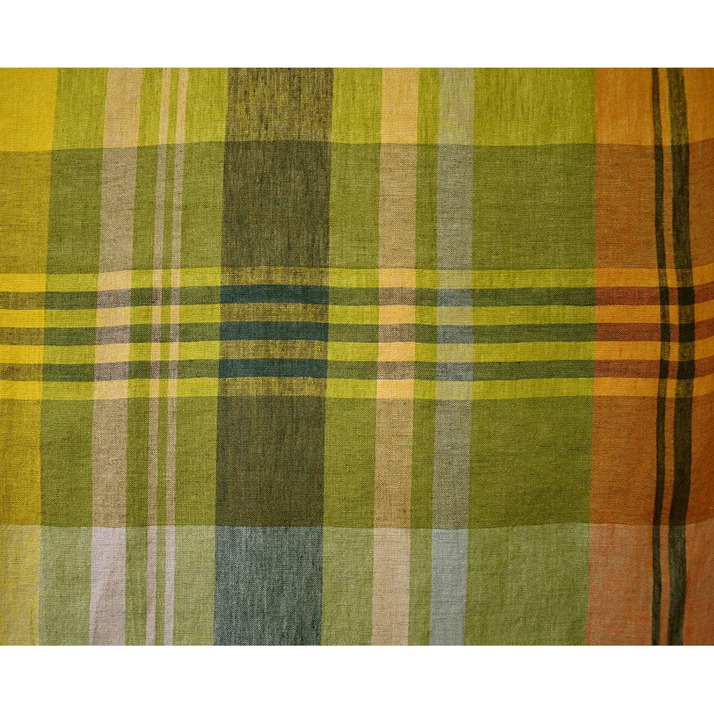 Merchant & Mills Pablo Green Large Plaid Soft Washed Linen Citron