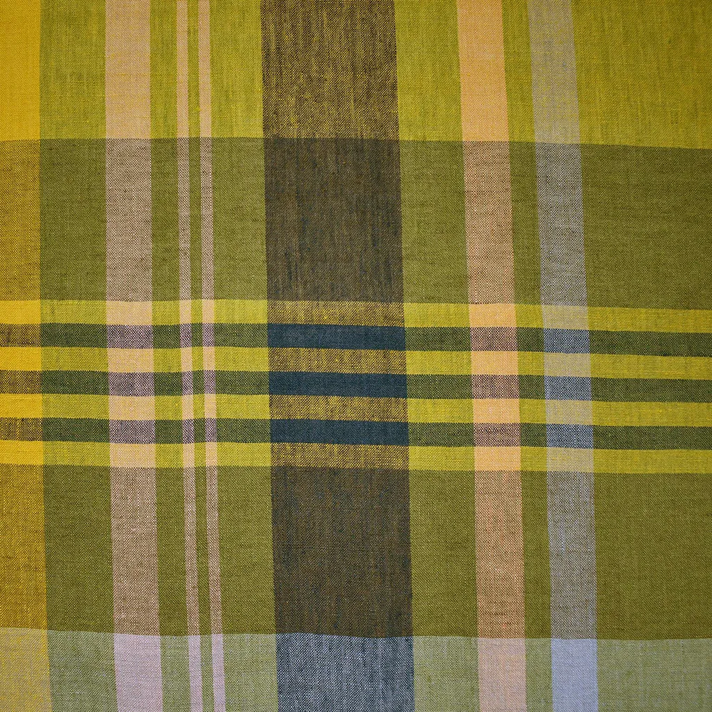 Merchant & Mills Pablo Green Large Plaid Soft Washed Linen Citron