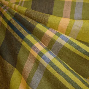 Merchant & Mills Pablo Green Large Plaid Soft Washed Linen Citron