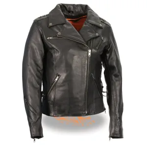 Milwaukee Leather-MLL2525-Women's Black Leather Lightweight Lace to Lace M/C Jacket