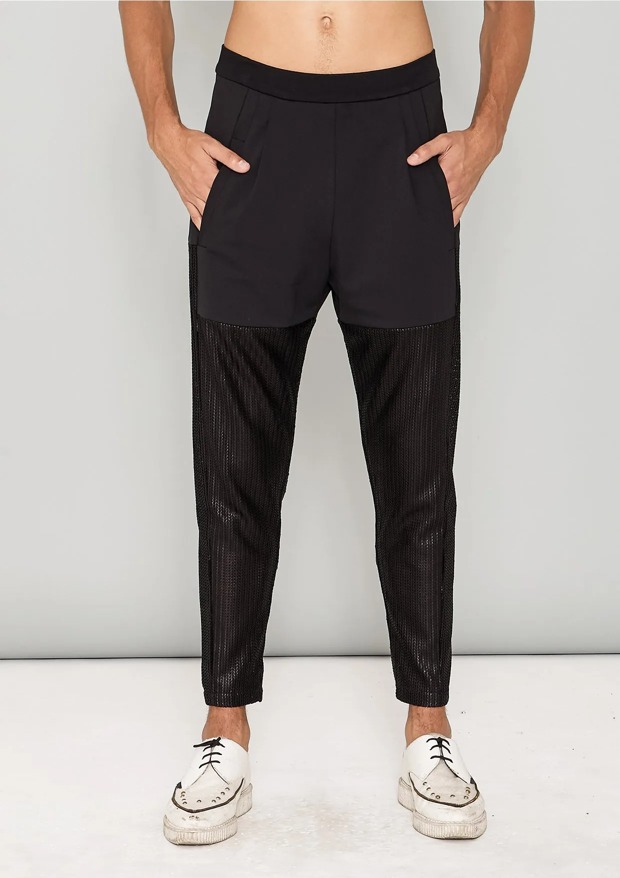 PANTS PATCHWORK - TRIACETATE TECH KNIT black