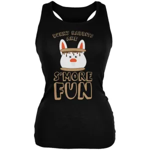 Rabbits Are S'More Fun Black Juniors Soft Tank Top