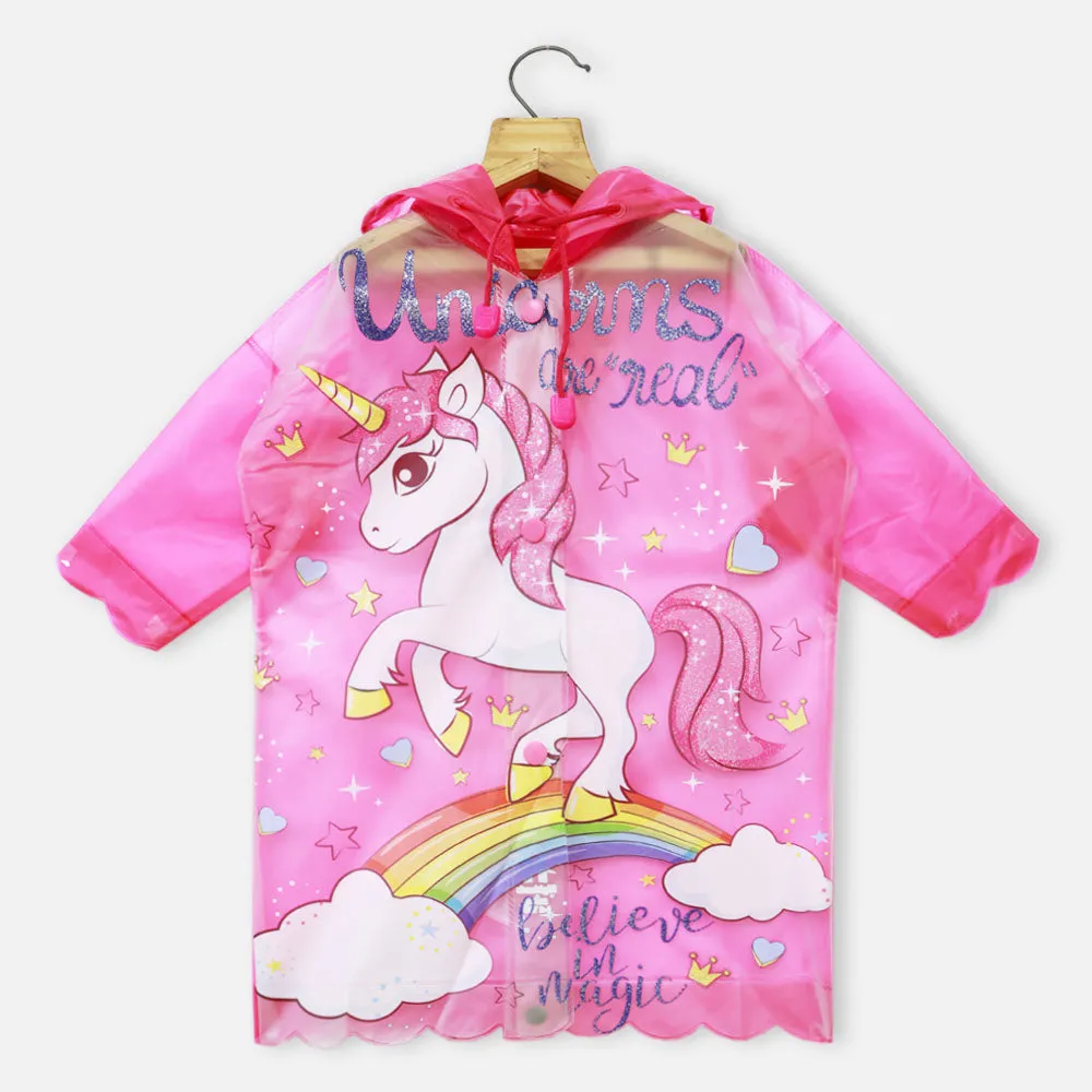 Rainbow Unicorn Theme Hooded Raincoat