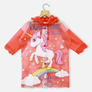 Rainbow Unicorn Theme Hooded Raincoat