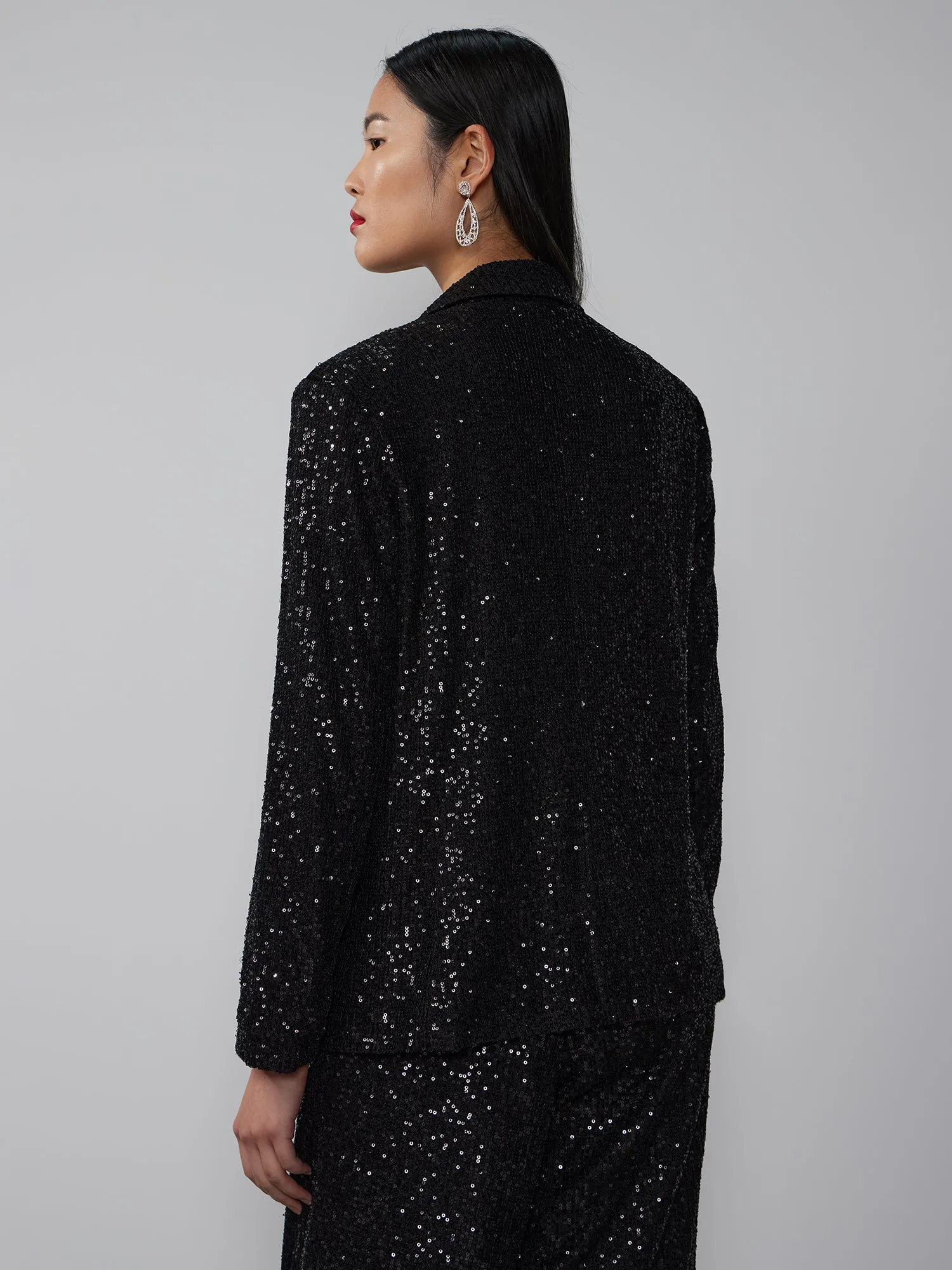 Single Breasted Sequin Embellished Blazer