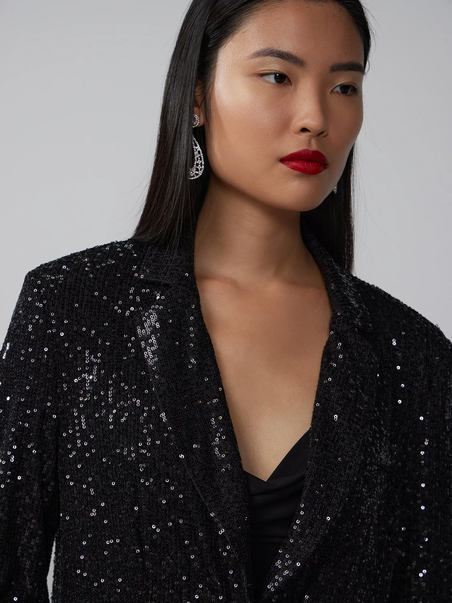 Single Breasted Sequin Embellished Blazer