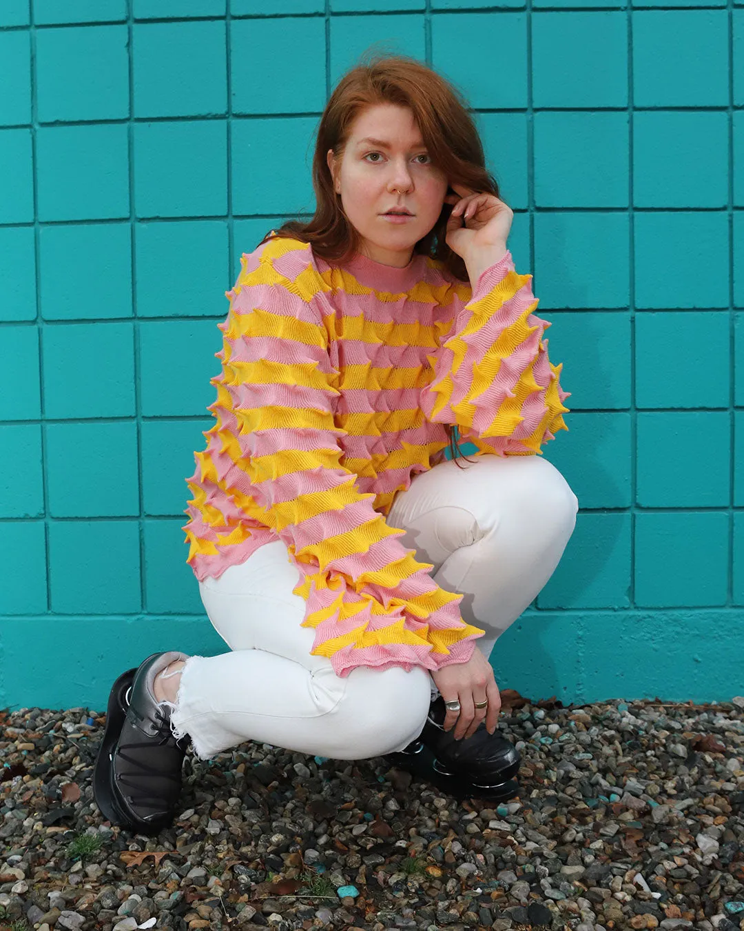 Spiky Pink and Yellow Sweater