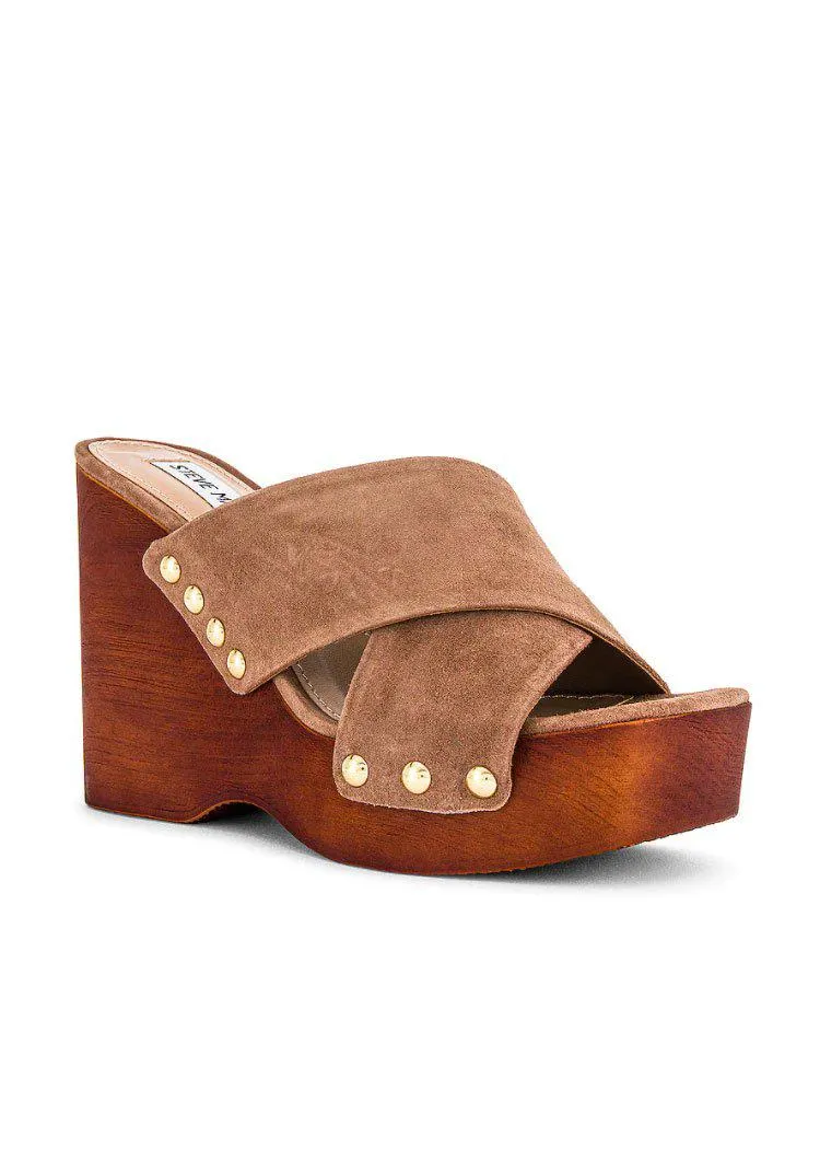 Steve Madden Emiko Clog Sandal-Taupe Suede