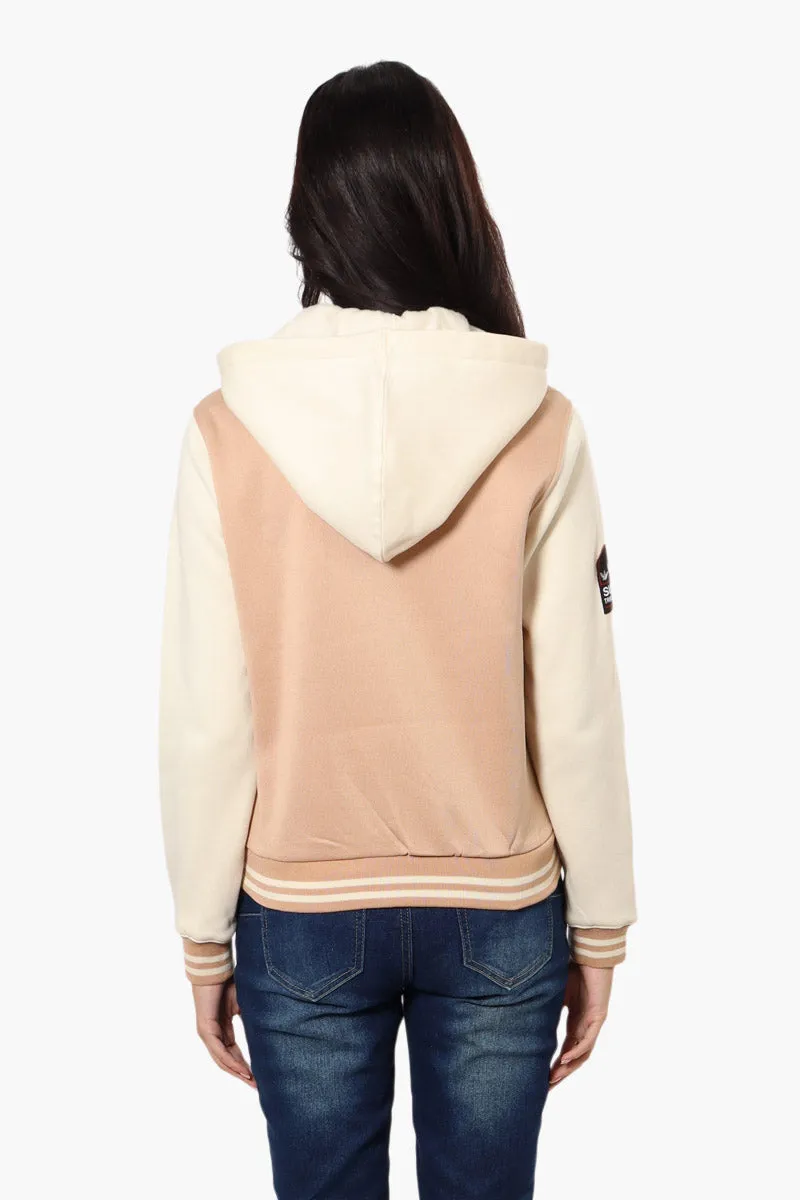 Super Triple Goose Hooded Varsity Lightweight Jacket - Beige