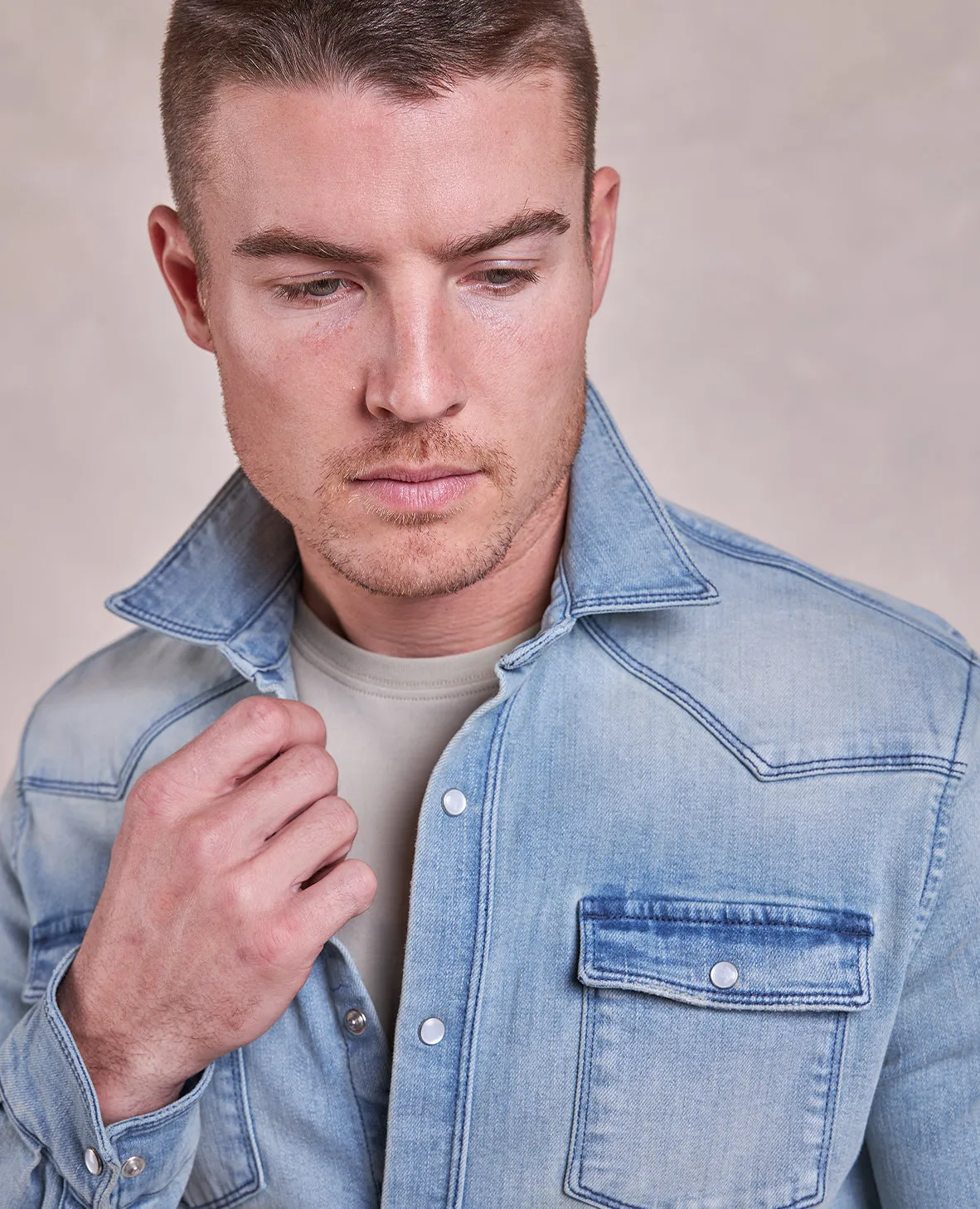 The Wyatt - Italian Denim Shirt Jacket - Hopper Wash