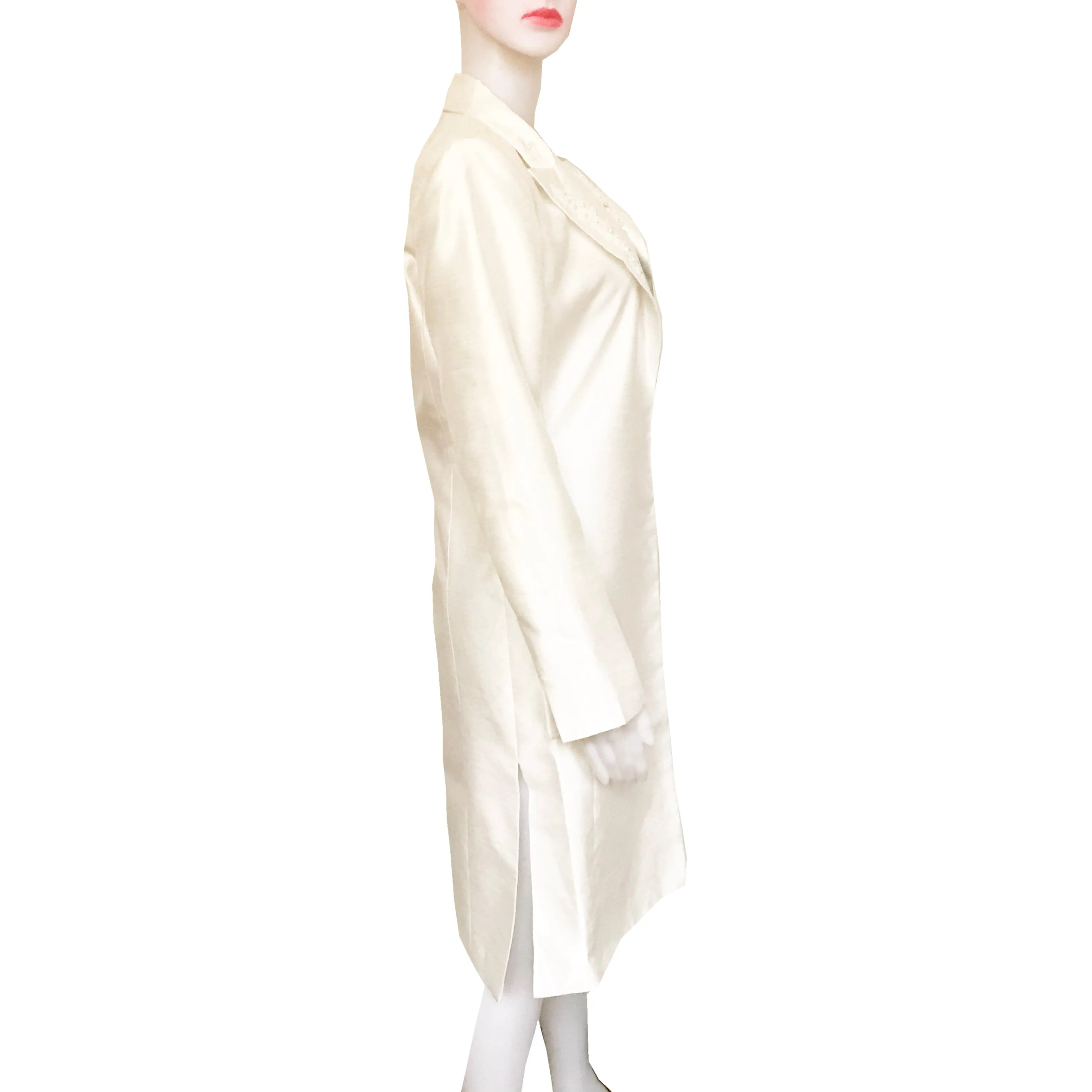 Vintage 1980s White Formal Embroidered Spring Coat