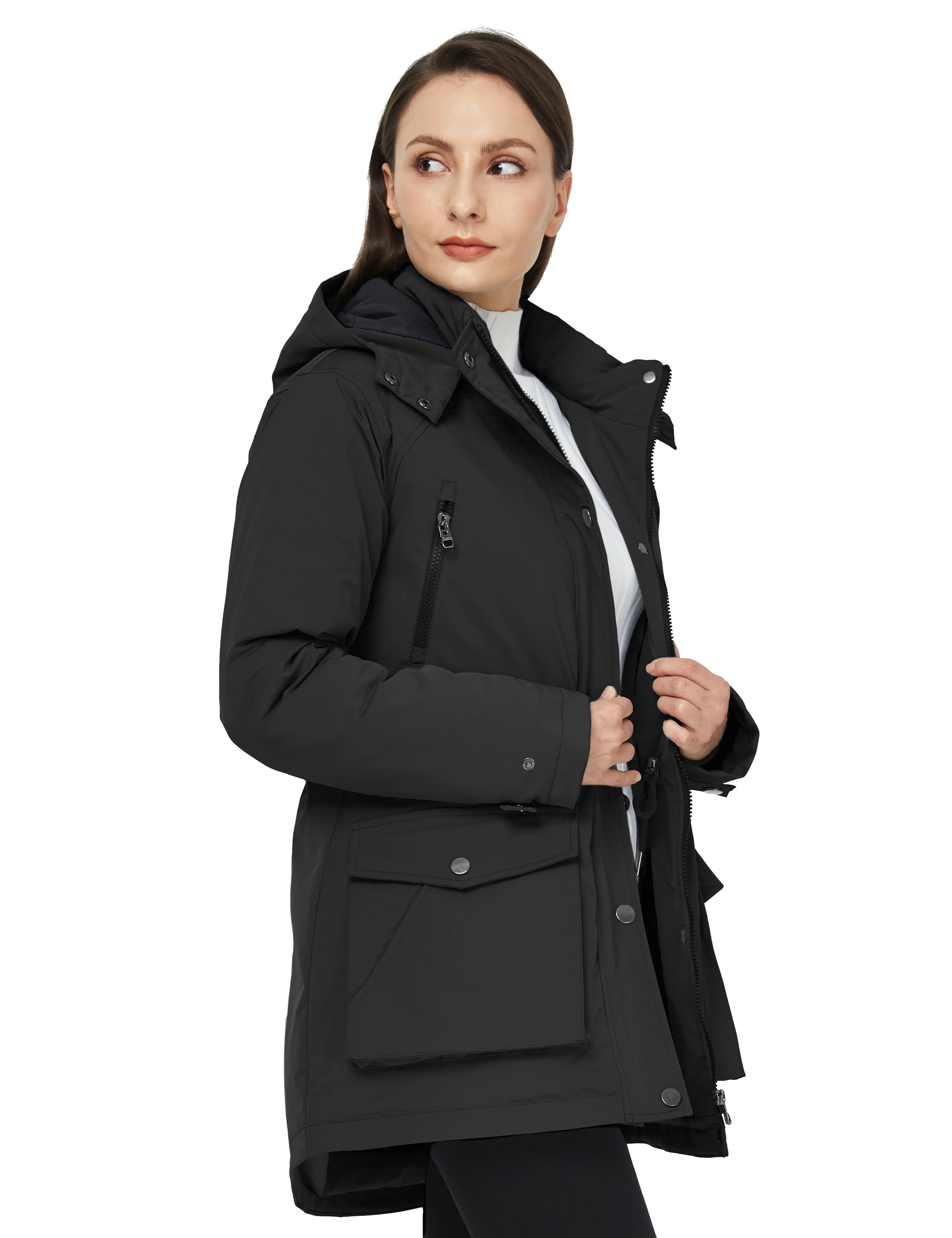 Women's Waterproof Winter Coats Warm Thicken Puffer Jackets with Detachable Hood